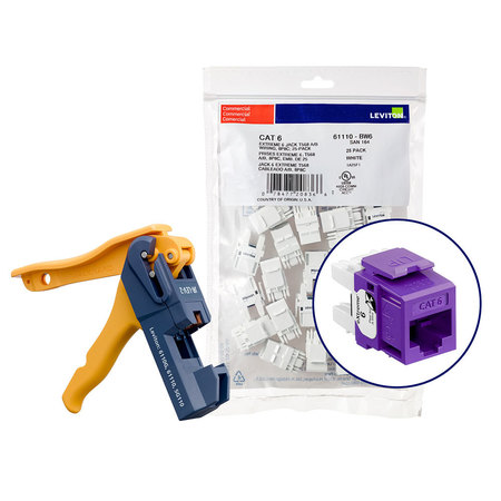 LEVITON RJ JACK AND MODULE EXTREME CAT 6 UTP JACK 150PK, PURPLE 61110-JP6